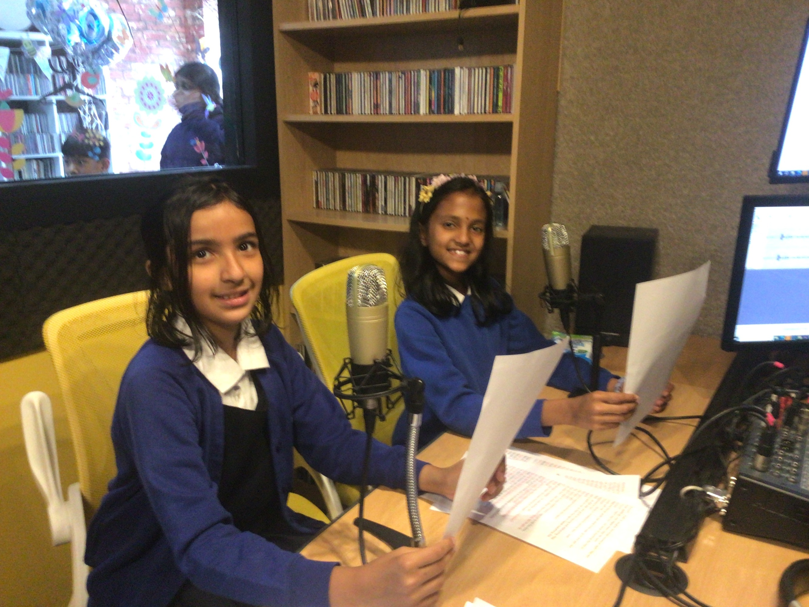 Pupils in the radio studio